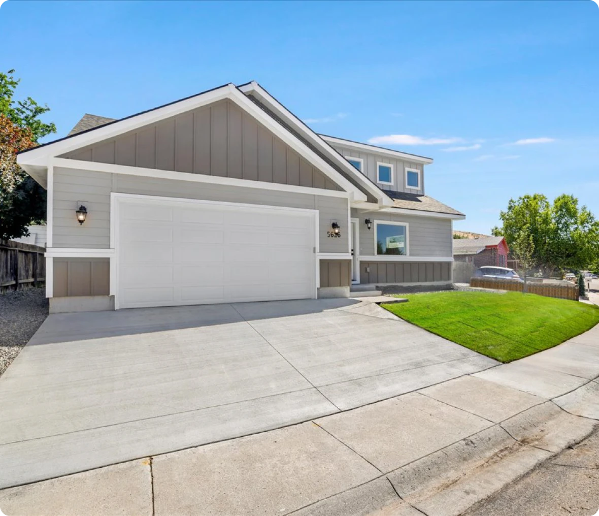 Contemporary house exterior under clear sky